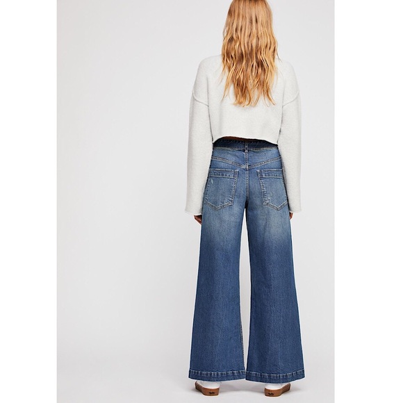 Free People Ringer Wide Leg Denim Trouser - Picture 2 of 8